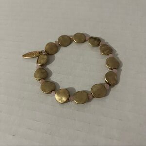 Elegant Gold and Pink Beaded Bracelet